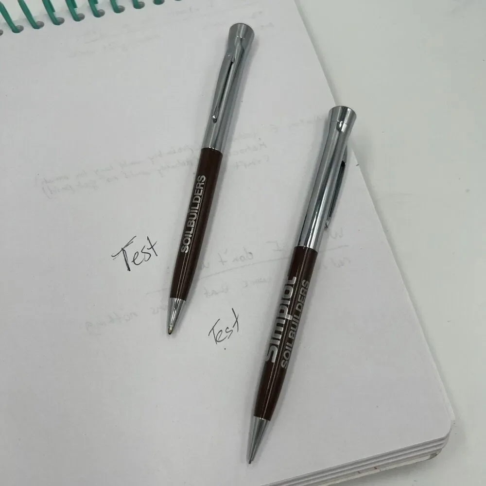 Garland Pen and Pencil Set Simplot Soil builders Box Works Rare Brown Silver